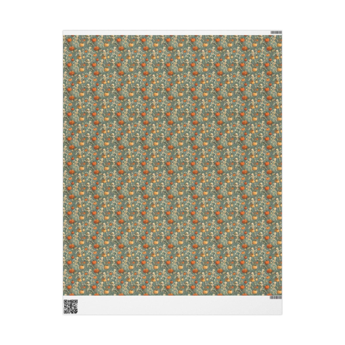 Dancing Skeletons Halloween Wrapping Paper Roll, Jack-o-Lantern Gift Wrap for Spooky Party Favors and Trick or Treat Gifts