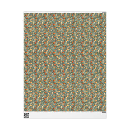 Dancing Skeletons Halloween Wrapping Paper Roll, Jack-o-Lantern Gift Wrap for Spooky Party Favors and Trick or Treat Gifts