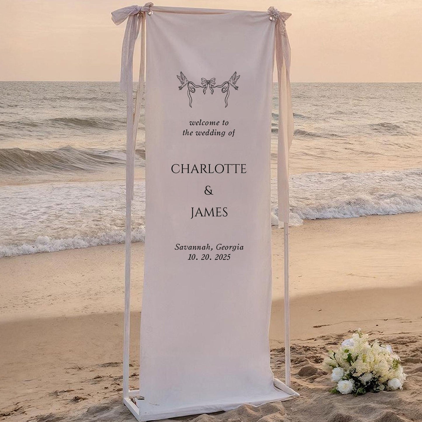 Fabric Wedding Welcome Sign Modern Wedding Welcome Sign Fabric Linen Custom Wedding ceremony Boho Wedding Welcome Sign Ceremony Sign