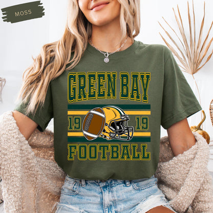 Comfort Colors Green Bay Football T-Shirt, Unisex Football Shirt, Green Bay Football Tee, Game Day T-Shirt, Green Bay Sports Gear Shirt