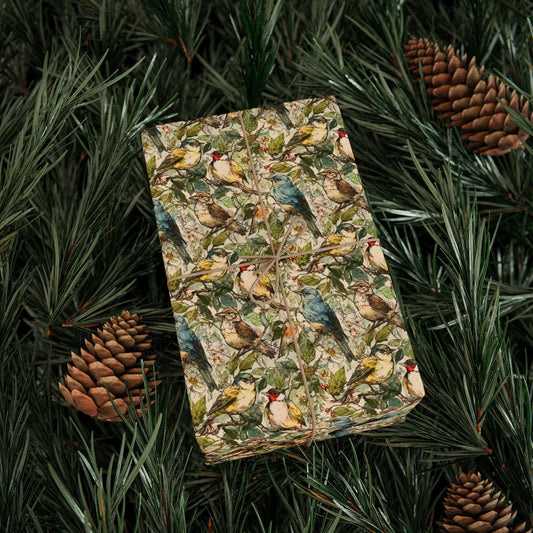 Bird Watching Wrapping Paper for Nature Lovers and Birders, Gift Wrap with Birds and Binoculars, Wildlife Inspired Gift Packaging #47