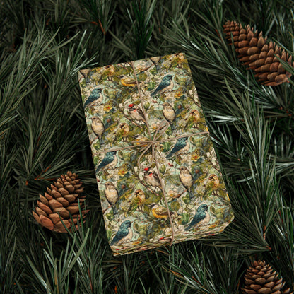 Bird Watching Wrapping Paper for Nature Lovers and Birders, Gift Wrap with Birds and Binoculars, Wildlife Inspired Gift Packaging #41