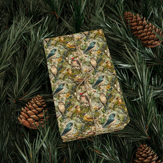 Bird Watching Wrapping Paper for Nature Lovers and Birders, Gift Wrap with Birds and Binoculars, Wildlife Inspired Gift Packaging #41