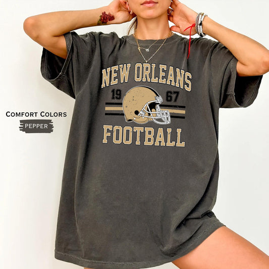 Comfort Colors Vintage New Orleans Football Shirt, Woman Game Day Shirt, Football Sports Gear, Gift For Her, Unisex New Orleans Football Tee