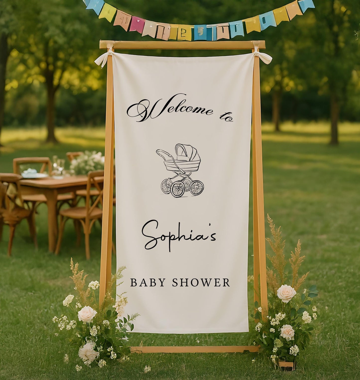 Welcome Sign for Baby Shower, Custom Fabric Baby Shower Sign, Personalized Baby Shower Sign, Custom Baby Shower Decor, Boho Birthday Decor