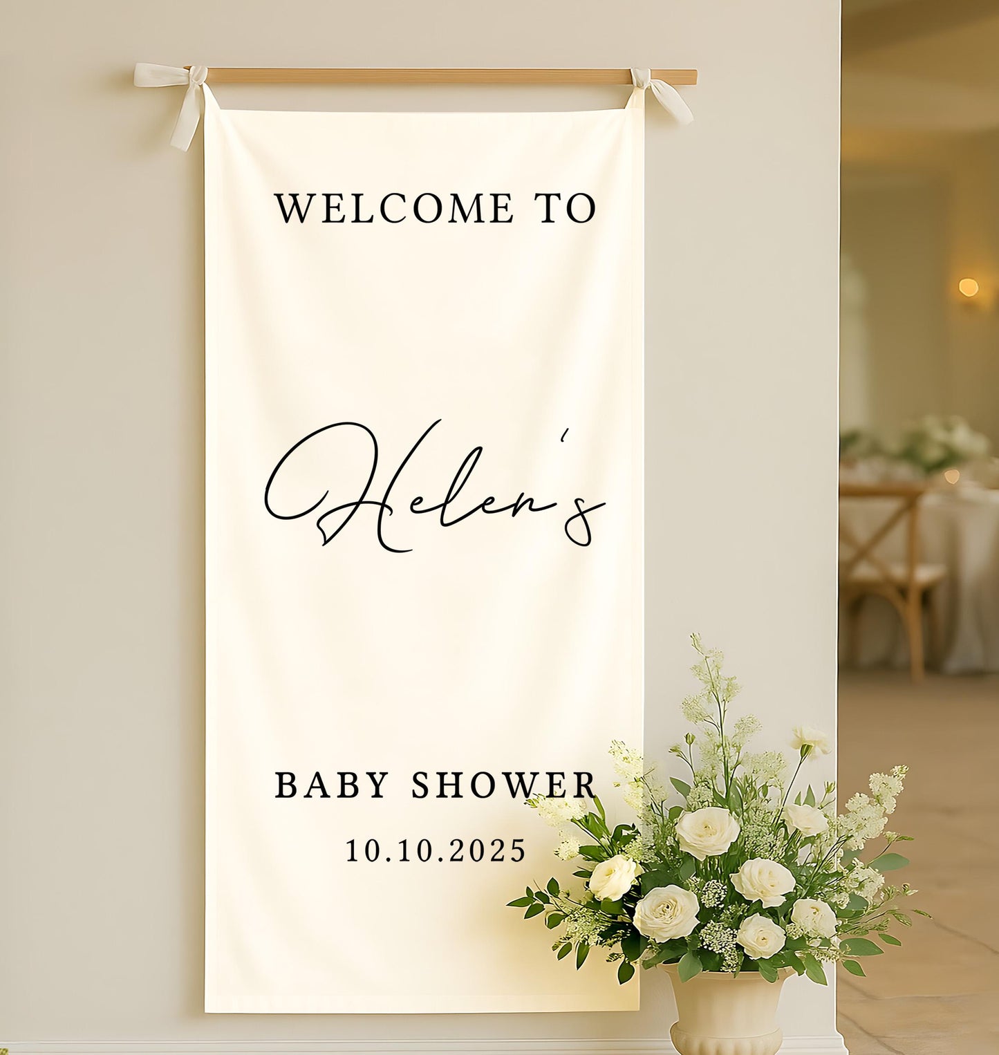 Personalized baby shower sign, custom welcome sign, fabric sign, birthday sign, remembrance sign, event linen sign, linen banner