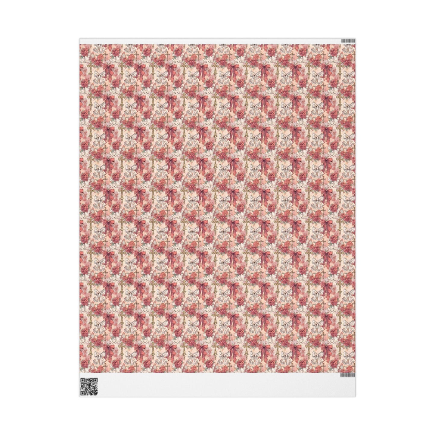 Elegant Baptism Wrapping Paper Christian Watercolor Design | Coquette Aesthetic Gift Wrap for Girls #12