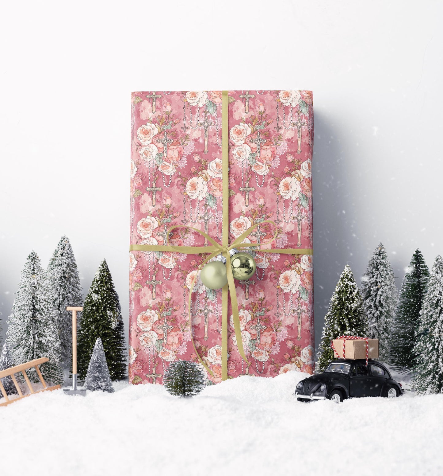 Baptism Wrapping Paper Christian Coquette Watercolor | Elegant Christening Gift Wrap for Baby #18