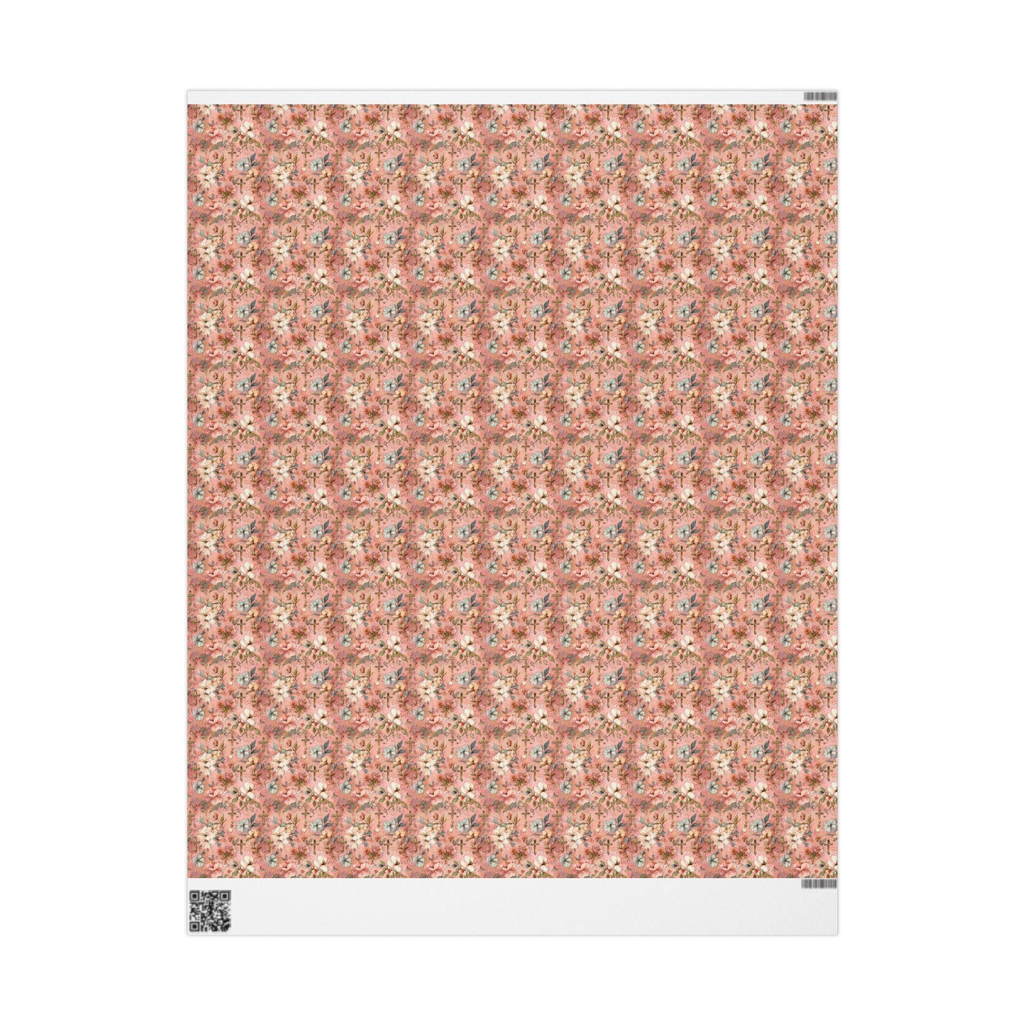 Christian Baptism Wrapping Paper Watercolor Coquette Style | Baby Girl Christening Gift Wrap | Elegant Religious Gift Paper #1