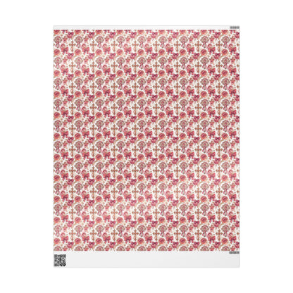 Christian Coquette Gift Wrap Baptism Theme | Watercolor Wrapping Paper for Baby Girl Christening #13