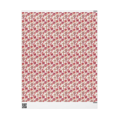 Christian Coquette Gift Wrap Baptism Theme | Watercolor Wrapping Paper for Baby Girl Christening #13