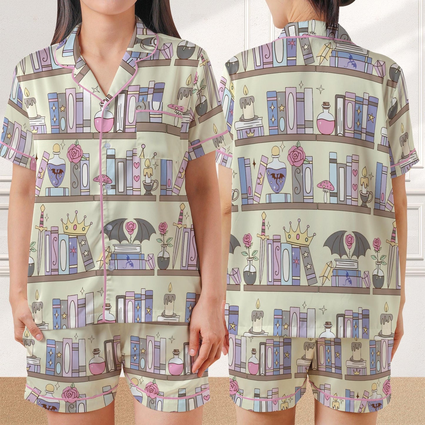 Fantasy Book Pajama Set, Dragon Fantasy Sleepwear, Fourth Wing Dragon Loungewear Set, Aesthetic Bookish Pajamas, Books Lovers Gift