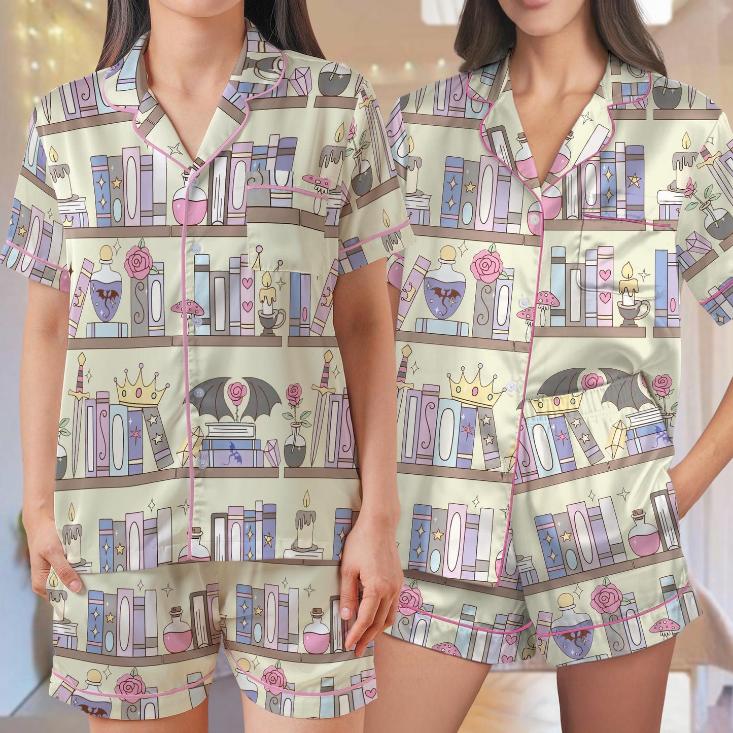 Fantasy Book Pajama Set, Dragon Fantasy Sleepwear, Fourth Wing Dragon Loungewear Set, Aesthetic Bookish Pajamas, Books Lovers Gift