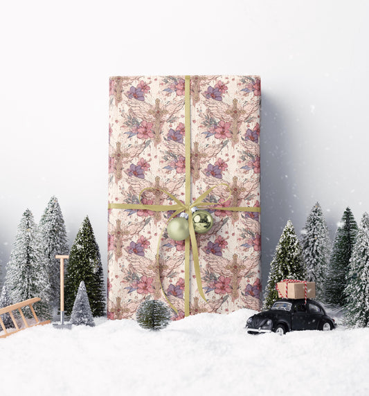 Watercolor Coquette Baptism Wrapping Paper | Christian Christening Gift Wrap for Baby Girl #14