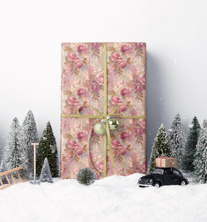 Watercolor Christian Coquette Wrapping Paper | Baptism Theme Gift Wrap for Baby Girls #17