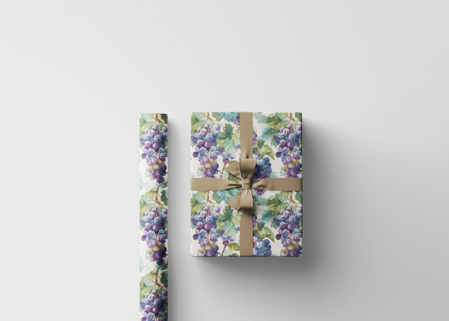 Farmers Market Wrapping Paper Roll Rustic Country Grapes Illustration Farmhouse Kitchen Eco Vineyard Fruit Gift Wrap #52