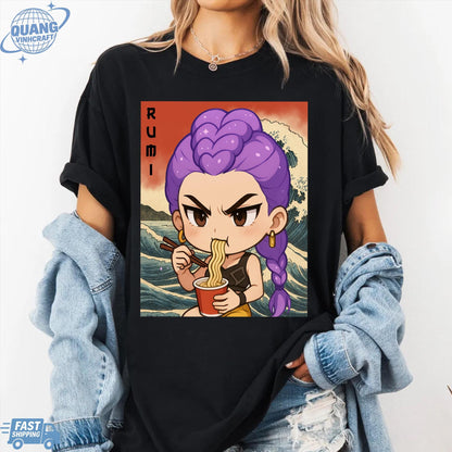 Rumi Huntrix Demon Hunters T Shirts, Huntrix Girls Tshirt, Demon Hunter Merch, Gift for Kpop Fan, Derpy Tiger Shirt, Sussy