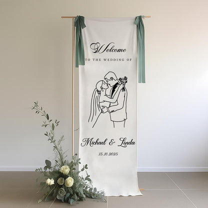 Custom Wedding Sign, Fabric Wedding Sign, Custom Welcome Sign, Wedding Banner, Wedding Decoration, Engagement Party Sign, Ceremony Decor