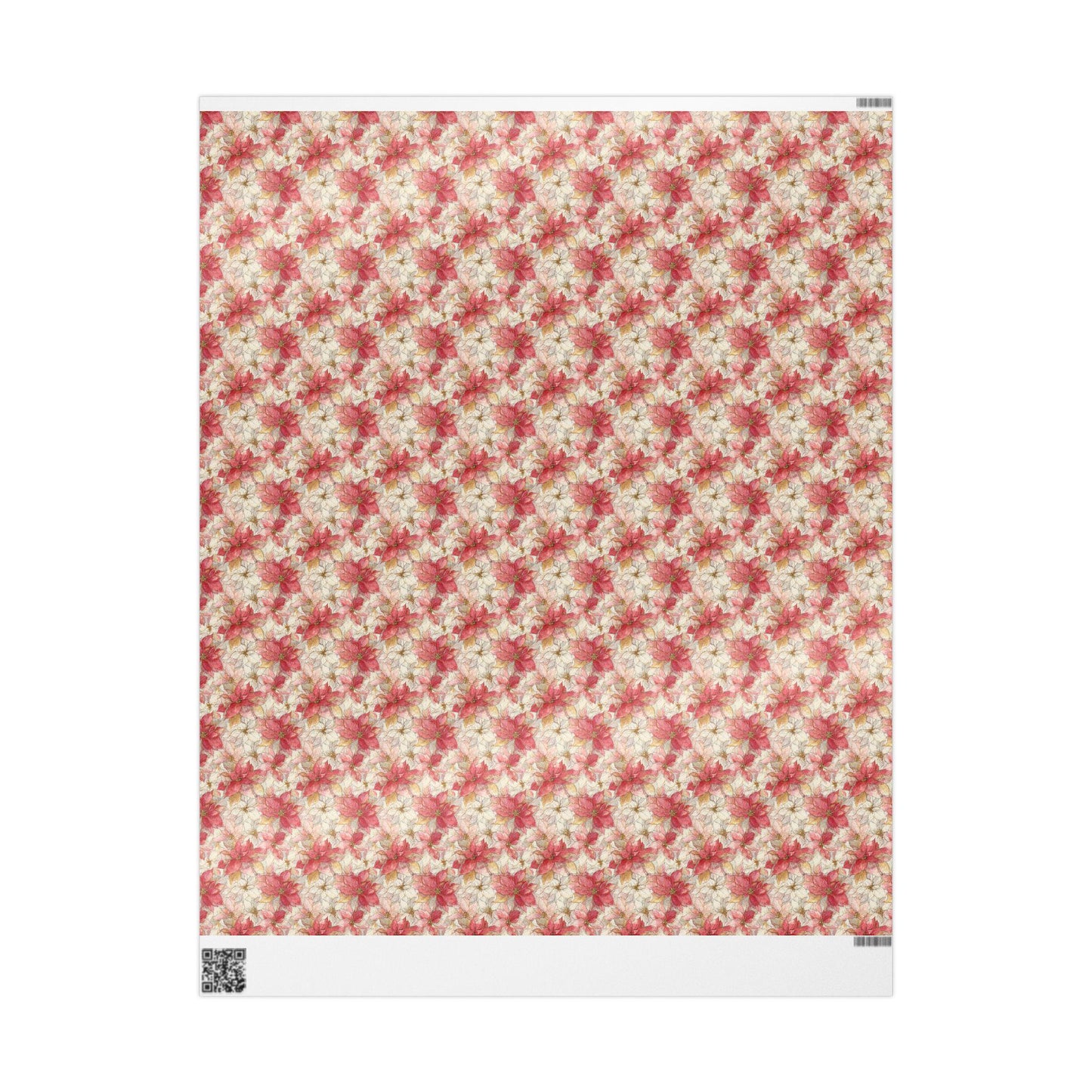 Christmas Gift Wrap with Watercolor Poinsettias, Premium Floral Wrapping Paper Roll for Winter Holidays #8