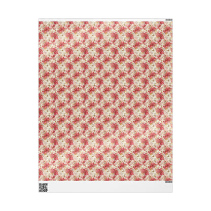 Christmas Gift Wrap with Watercolor Poinsettias, Premium Floral Wrapping Paper Roll for Winter Holidays #8