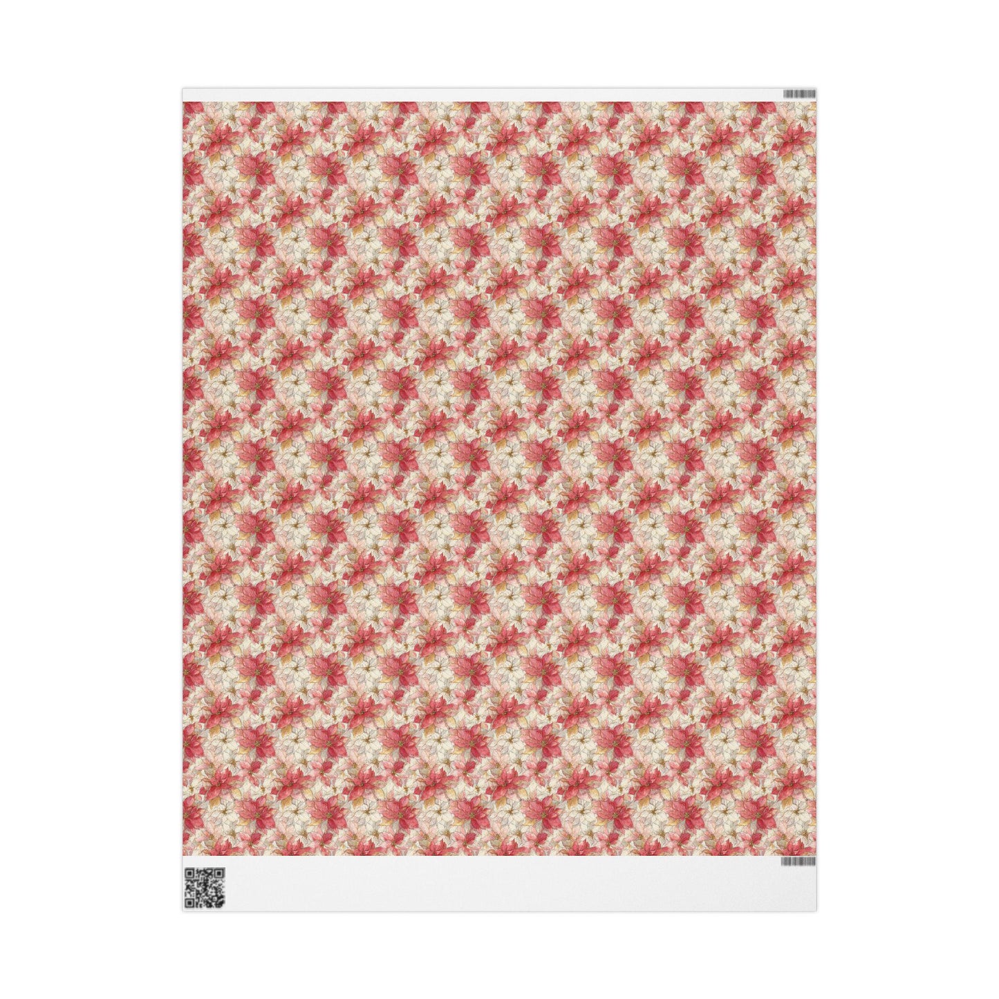Christmas Gift Wrap with Watercolor Poinsettias, Premium Floral Wrapping Paper Roll for Winter Holidays #8
