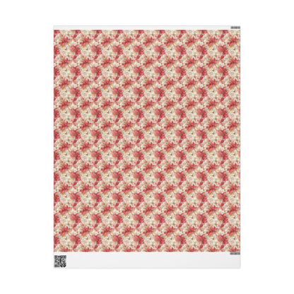Christmas Gift Wrap with Watercolor Poinsettias, Premium Floral Wrapping Paper Roll for Winter Holidays #8