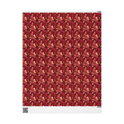 Winter Floral Wrapping Paper Roll, Watercolor Poinsettia Christmas Gift Wrap for Elegant Holiday Presents #7