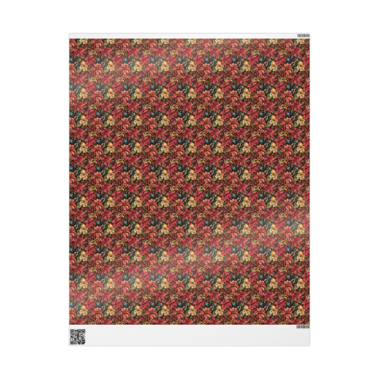 Watercolor Floral Christmas Wrapping Paper Roll, Poinsettia Gift Wrap for Winter Weddings or Holidays #11