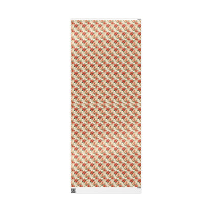 Premium Christmas Wrapping Paper Roll with Watercolor Poinsettias, Elegant Floral Gift Wrap Design #12