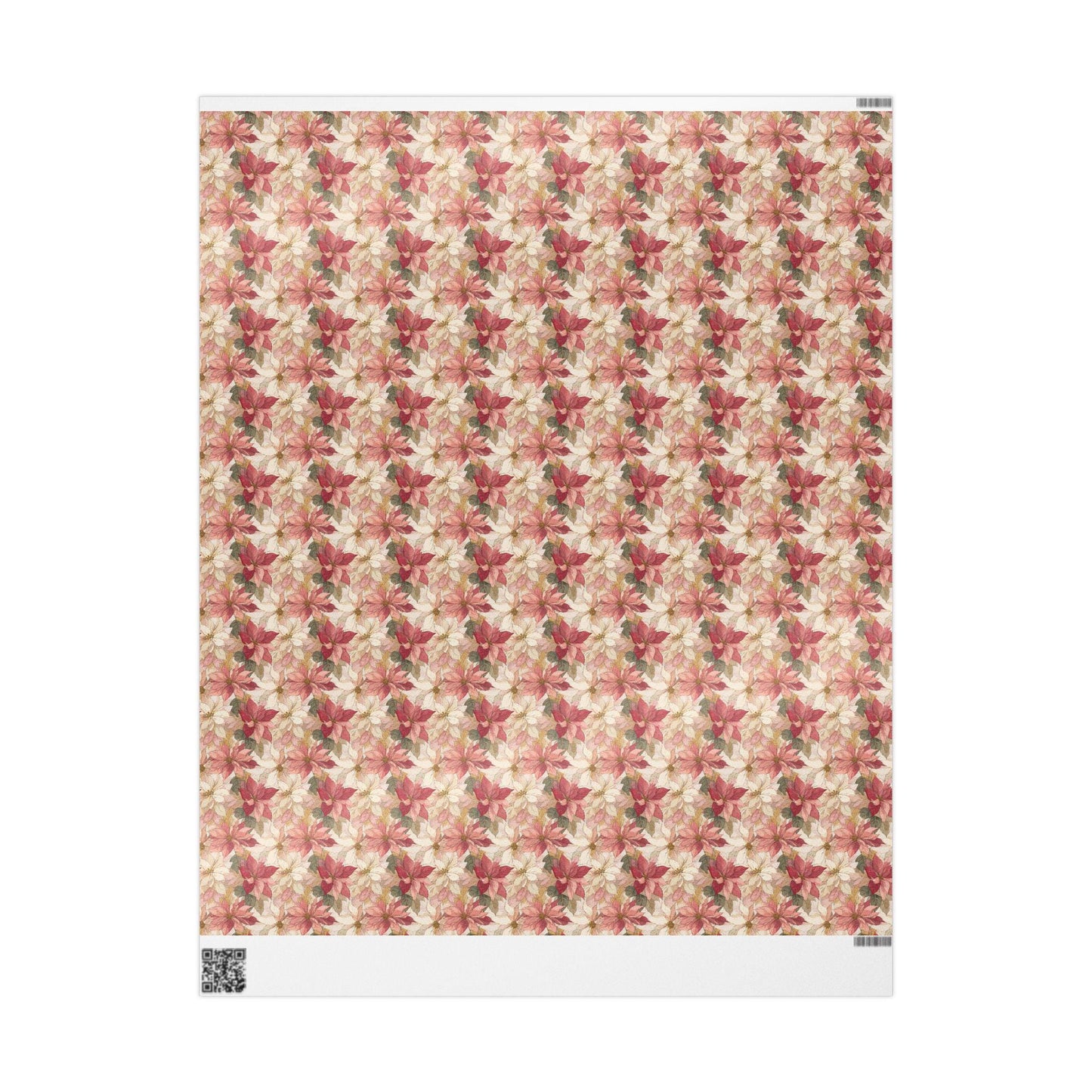 Poinsettia Floral Christmas Wrapping Paper Roll, Watercolor Winter Gift Wrap for Holiday Presents #19