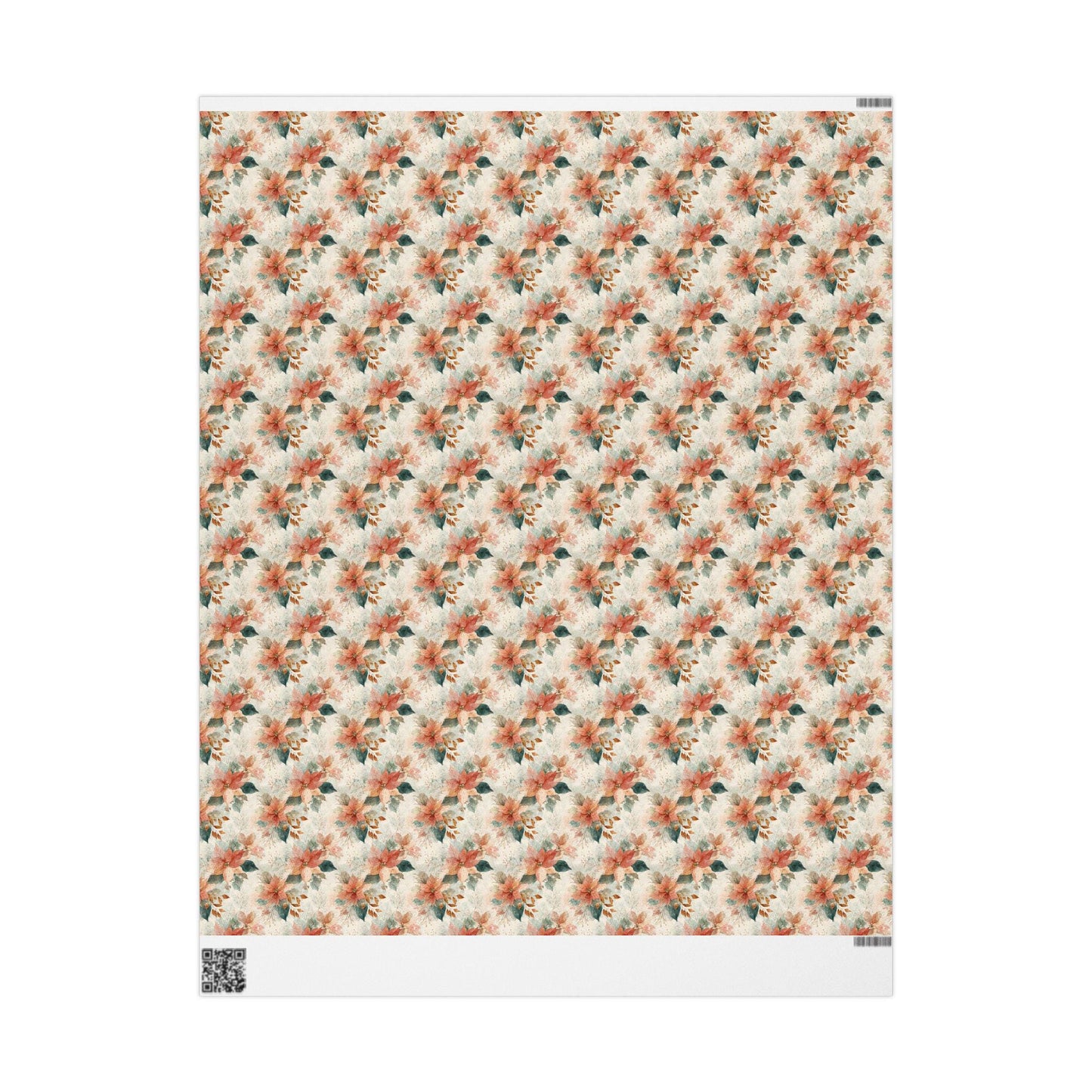 Holiday Gift Wrap Roll with Watercolor Poinsettias, Premium Floral Wrapping Paper for Christmas #17