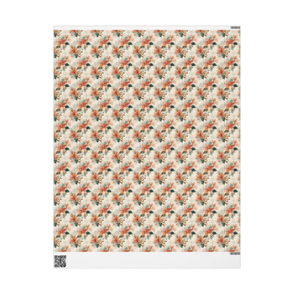 Holiday Gift Wrap Roll with Watercolor Poinsettias, Premium Floral Wrapping Paper for Christmas #17