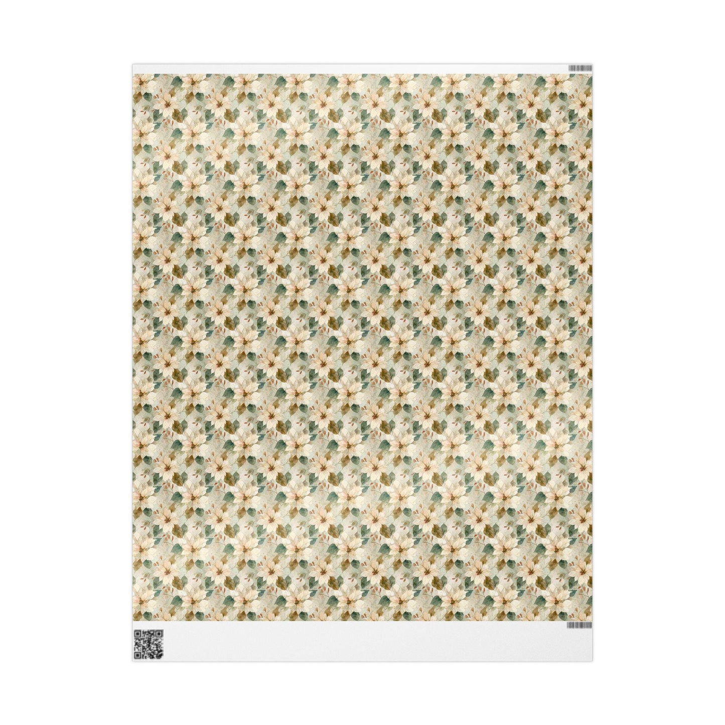 Watercolor Christmas Wrapping Paper Roll with Poinsettia Flowers, Elegant Winter Gift Wrap Idea #18