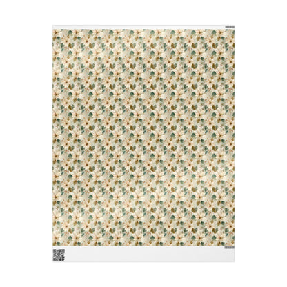 Watercolor Christmas Wrapping Paper Roll with Poinsettia Flowers, Elegant Winter Gift Wrap Idea #18