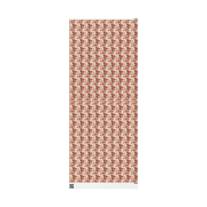 Poinsettia Floral Christmas Wrapping Paper Roll, Watercolor Winter Gift Wrap for Holiday Presents #19