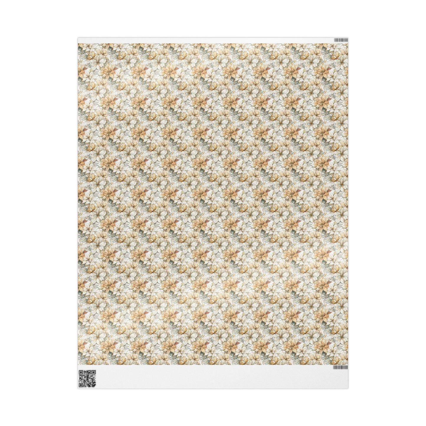 Premium Watercolor Wrapping Paper Roll with Christmas Poinsettias and Winter Floral Pattern #23