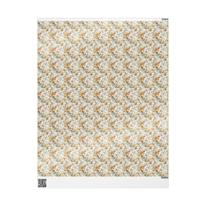 Premium Watercolor Wrapping Paper Roll with Christmas Poinsettias and Winter Floral Pattern #23