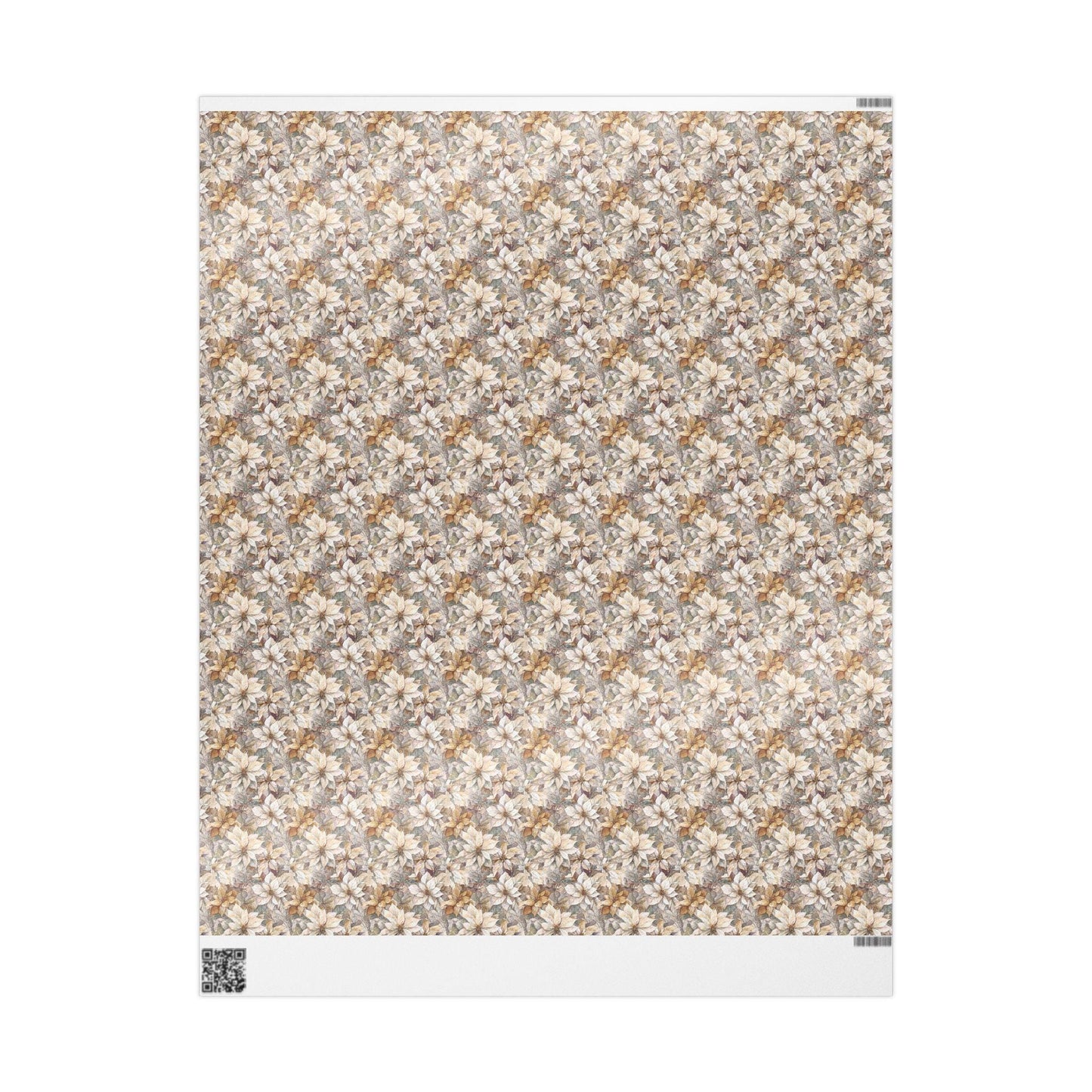 Winter Christmas Wrapping Paper Roll with Poinsettias, Elegant Watercolor Holiday Gift Wrap #22