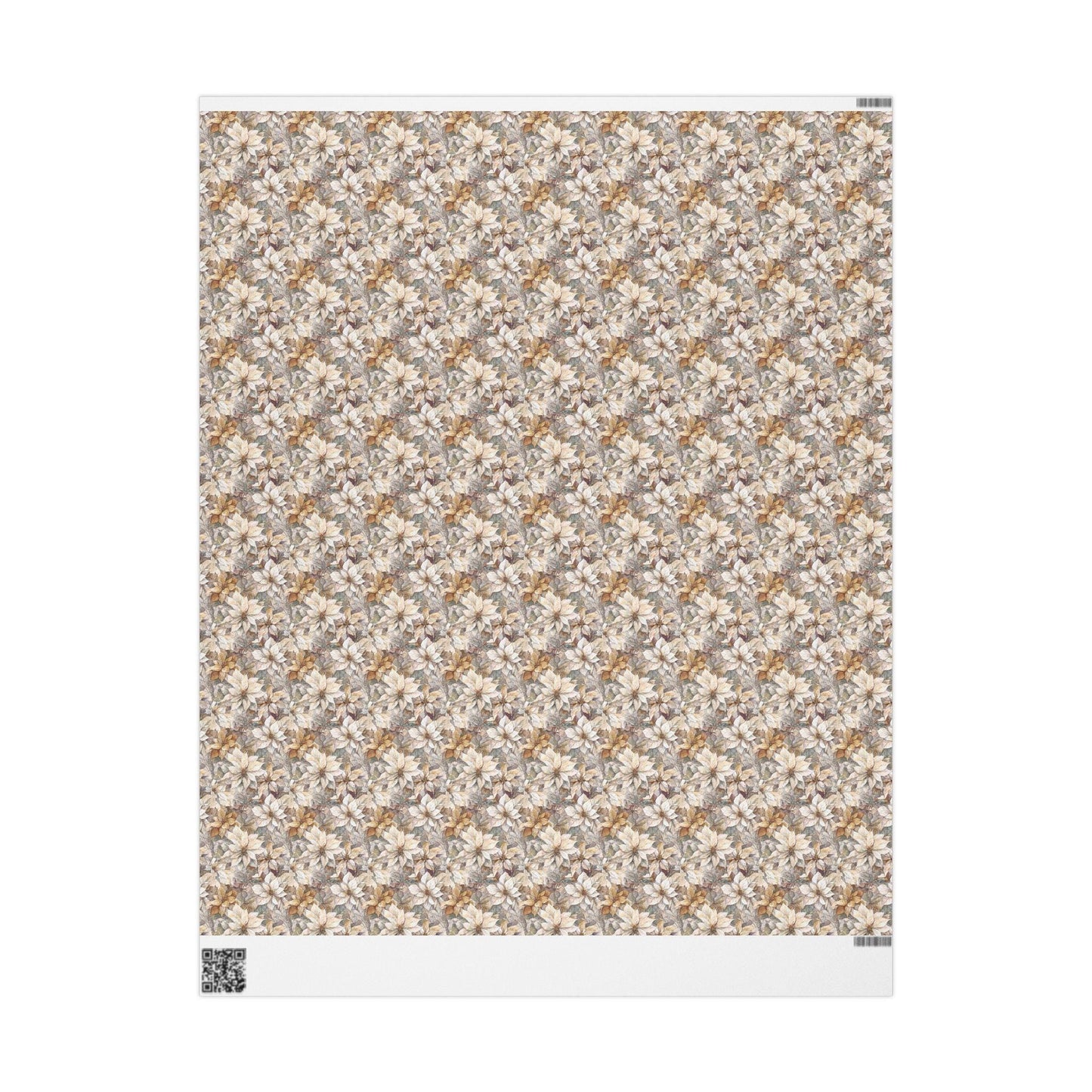 Winter Christmas Wrapping Paper Roll with Poinsettias, Elegant Watercolor Holiday Gift Wrap #22