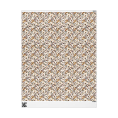Winter Christmas Wrapping Paper Roll with Poinsettias, Elegant Watercolor Holiday Gift Wrap #22