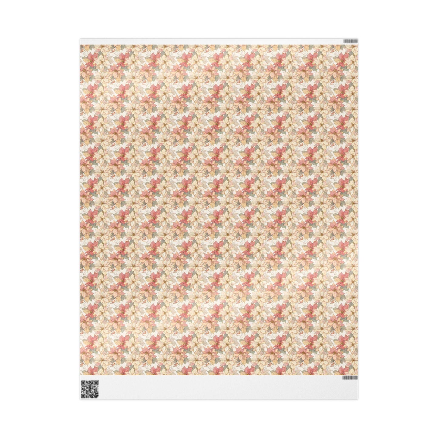 Christmas Poinsettia Wrapping Paper Roll, Elegant Watercolor Gift Wrap for Winter Holiday Gifts #21