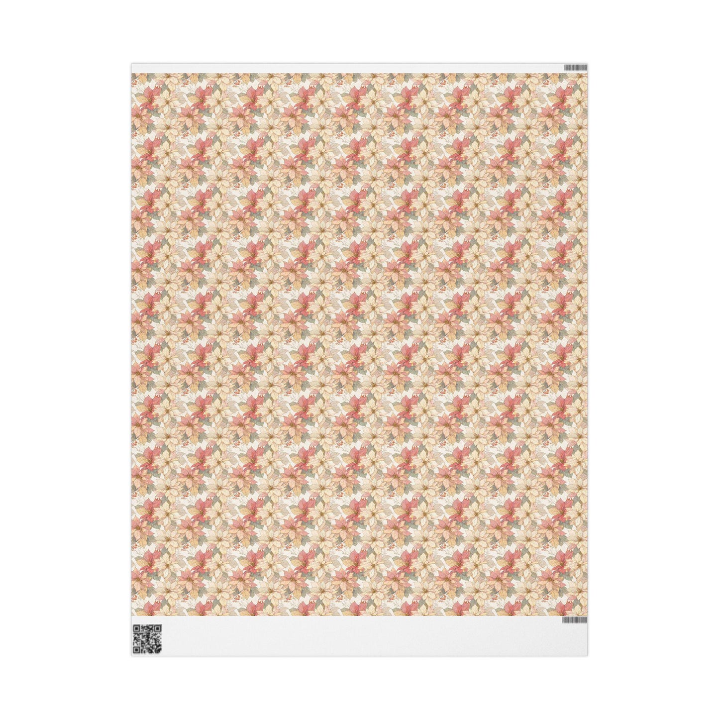 Christmas Poinsettia Wrapping Paper Roll, Elegant Watercolor Gift Wrap for Winter Holiday Gifts #21