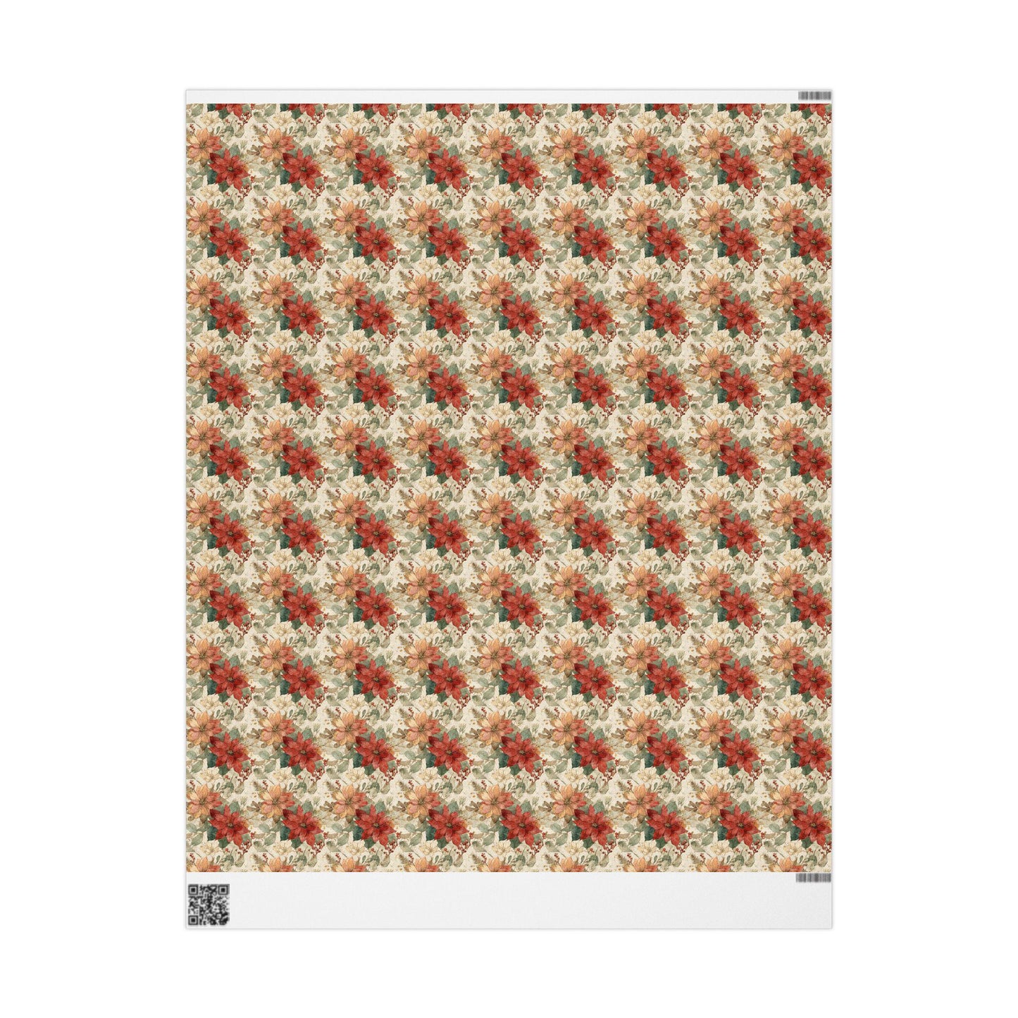 Winter Botanical Wrapping Paper Roll, Watercolor Poinsettia Christmas Design for Seasonal Gift Wrap #15