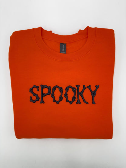 Spooky Embroidered Halloween Sweatshirt, Spooky Season Fun Fall Crewneck Sweater, Autumn Pullover