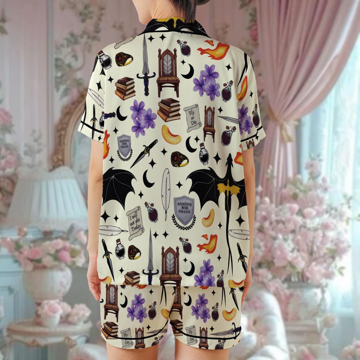 Fourth Wing Pajama Set, Fantasy Dragon Sleepwear, Bookish Book Lover Loungewear Set, Bookish Dragon Pajamas, Xaden Riorson Fans, Onyx Storm