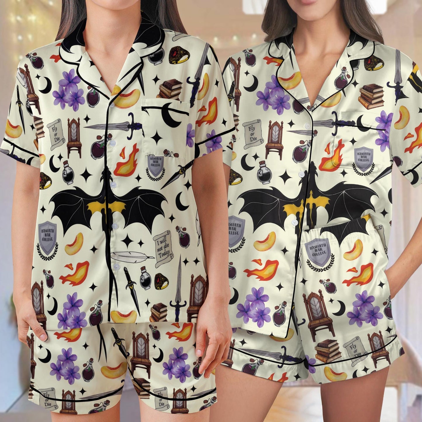 Fourth Wing Pajama Set, Fantasy Dragon Sleepwear, Bookish Book Lover Loungewear Set, Bookish Dragon Pajamas, Xaden Riorson Fans, Onyx Storm