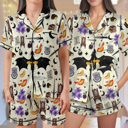 Fourth Wing Pajama Set, Fantasy Dragon Sleepwear, Bookish Book Lover Loungewear Set, Bookish Dragon Pajamas, Xaden Riorson Fans, Onyx Storm