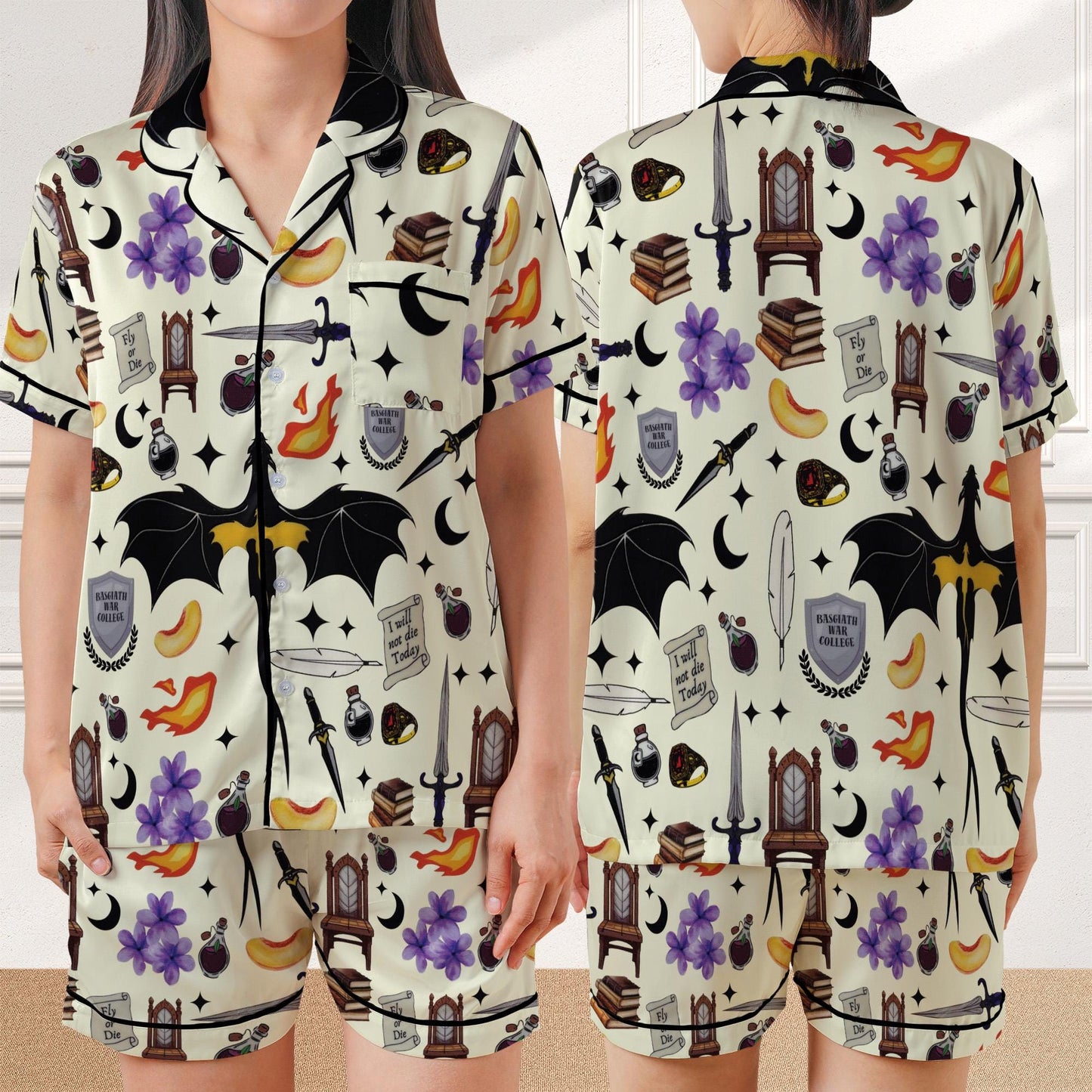 Fourth Wing Pajama Set, Fantasy Dragon Sleepwear, Bookish Book Lover Loungewear Set, Bookish Dragon Pajamas, Xaden Riorson Fans, Onyx Storm