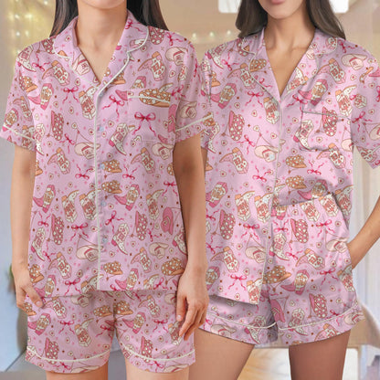 Pink Yee Haw Western Cowgirl Pajama Set, Coquette Cowgirl Sleepwear, Girly Western Loungewear Set, Pink Cowgirl Pjs, Cowgirl Hats & Boots