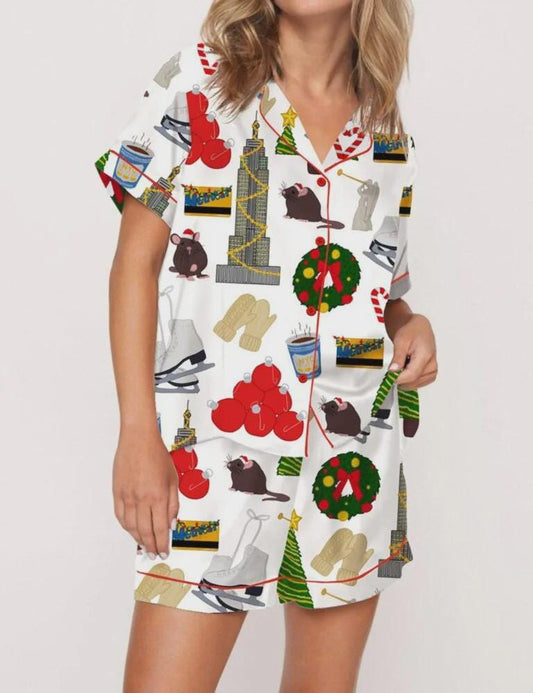 Holiday In New York Satin Pajama Set For Women  Pajamas Set